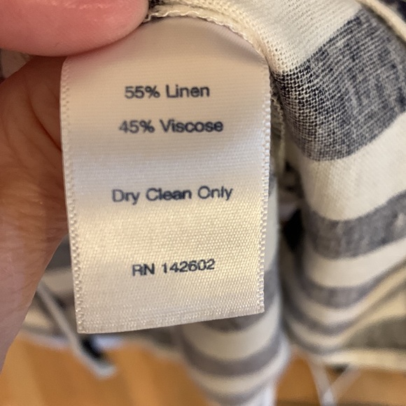 Sail to Sable Navy and white striped dress with bubblegum trim. Unlined. - Picture 3 of 3